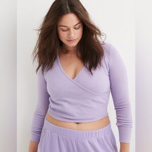 NWOT TAGS AERIE WAFFLE WRAP TOP IN PURPLE WASH SIZE MEDIUM